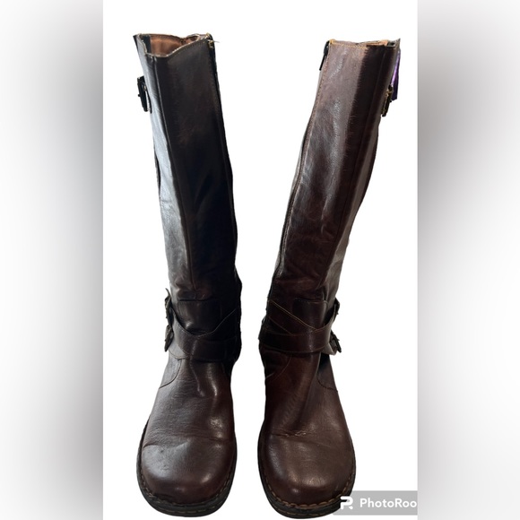 boc Shoes Boc Ritz Tall Riding Boots Faux Leather Side Zip Brown 1m